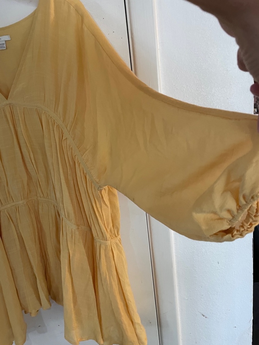 Eat. 1946 Women’s Blouse 18-20W Yellow Bohemian Tiered V Neck Boho - Picture 5 of 11